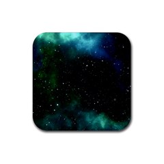 Galaxy Sky Blue Green Rubber Coaster (square)  by snowwhitegirl