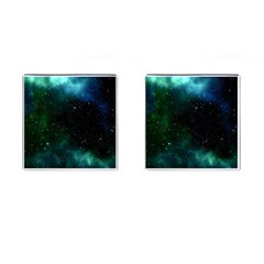 Galaxy Sky Blue Green Cufflinks (square) by snowwhitegirl