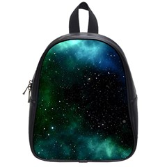 Galaxy Sky Blue Green School Bag (small) by snowwhitegirl