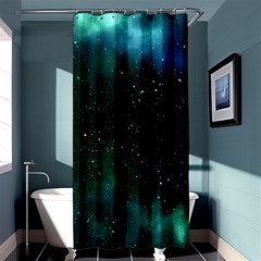 Galaxy Sky Blue Green Shower Curtain 36  X 72  (stall)  by snowwhitegirl