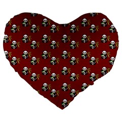 Panda With Bamboo Red Large 19  Premium Heart Shape Cushions