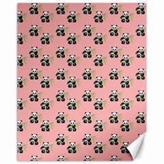 Panda With Bamboo Pink Canvas 16  X 20  by snowwhitegirl