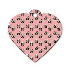 Panda With Bamboo Pink Dog Tag Heart (one Side) by snowwhitegirl