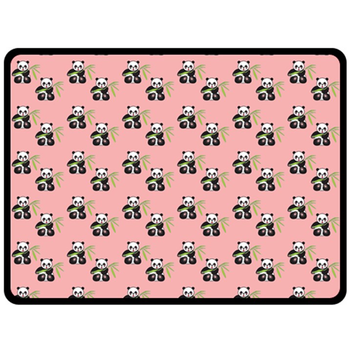 Panda With Bamboo Pink Fleece Blanket (Large) 