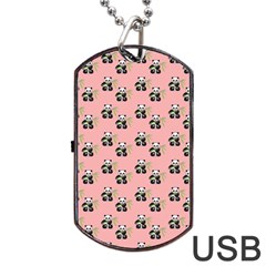 Panda With Bamboo Pink Dog Tag Usb Flash (two Sides) by snowwhitegirl