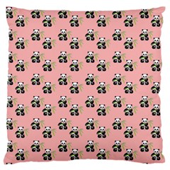 Panda With Bamboo Pink Large Flano Cushion Case (two Sides) by snowwhitegirl