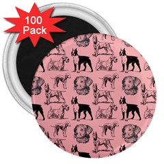 Dog Pattern Pink 3  Magnets (100 Pack) by snowwhitegirl