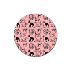 Dog Pattern Pink Magnet 3  (round) by snowwhitegirl