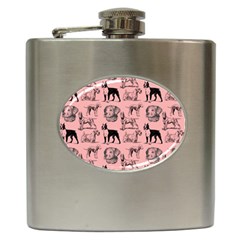 Dog Pattern Pink Hip Flask (6 Oz)