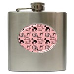 Dog Pattern Pink Hip Flask (6 oz) Front