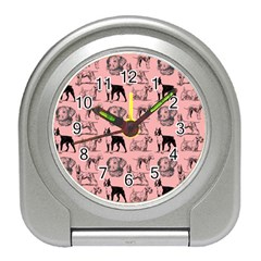 Dog Pattern Pink Travel Alarm Clock by snowwhitegirl