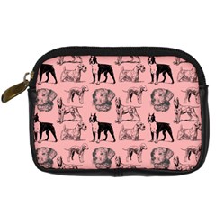 Dog Pattern Pink Digital Camera Leather Case by snowwhitegirl