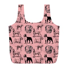 Dog Pattern Pink Full Print Recycle Bag (l) by snowwhitegirl