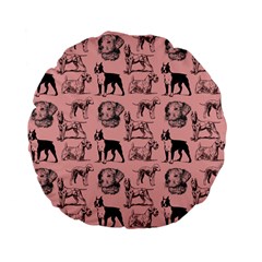 Dog Pattern Pink Standard 15  Premium Flano Round Cushions by snowwhitegirl