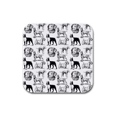 Dog Pattern White Rubber Square Coaster (4 Pack)  by snowwhitegirl