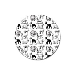 Dog Pattern White Magnet 3  (round) by snowwhitegirl