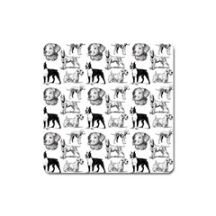 Dog Pattern White Square Magnet by snowwhitegirl