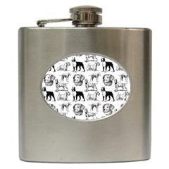 Dog Pattern White Hip Flask (6 Oz) by snowwhitegirl