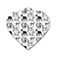 Dog Pattern White Dog Tag Heart (two Sides) by snowwhitegirl