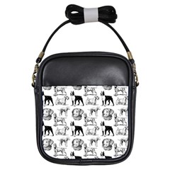 Dog Pattern White Girls Sling Bag by snowwhitegirl