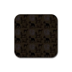 Dog Pattern Brown Rubber Square Coaster (4 Pack)  by snowwhitegirl