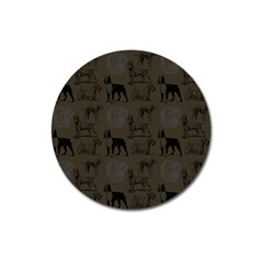 Dog Pattern Brown Magnet 3  (round) by snowwhitegirl