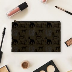 Dog Pattern Brown Cosmetic Bag (medium)