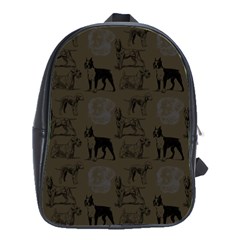 Dog Pattern Brown School Bag (large) by snowwhitegirl