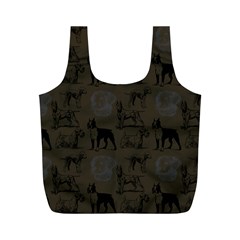 Dog Pattern Brown Full Print Recycle Bag (m) by snowwhitegirl