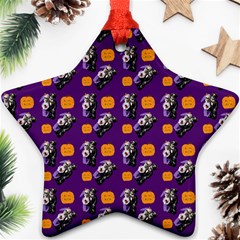 Halloween Skeleton Pumpkin Pattern Purple Ornament (star) by snowwhitegirl