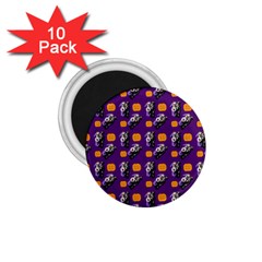 Halloween Skeleton Pumpkin Pattern Purple 1 75  Magnets (10 Pack)  by snowwhitegirl