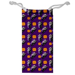 Halloween Skeleton Pumpkin Pattern Purple Jewelry Bag by snowwhitegirl