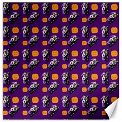 Halloween Skeleton Pumpkin Pattern Purple Canvas 12  X 12  by snowwhitegirl