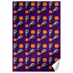 Halloween Skeleton Pumpkin Pattern Purple Canvas 12  X 18  by snowwhitegirl