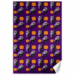 Halloween Skeleton Pumpkin Pattern Purple Canvas 24  X 36  by snowwhitegirl