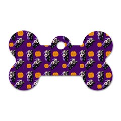 Halloween Skeleton Pumpkin Pattern Purple Dog Tag Bone (one Side) by snowwhitegirl