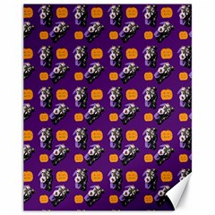 Halloween Skeleton Pumpkin Pattern Purple Canvas 11  X 14  by snowwhitegirl