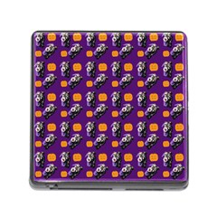 Halloween Skeleton Pumpkin Pattern Purple Memory Card Reader (square 5 Slot) by snowwhitegirl