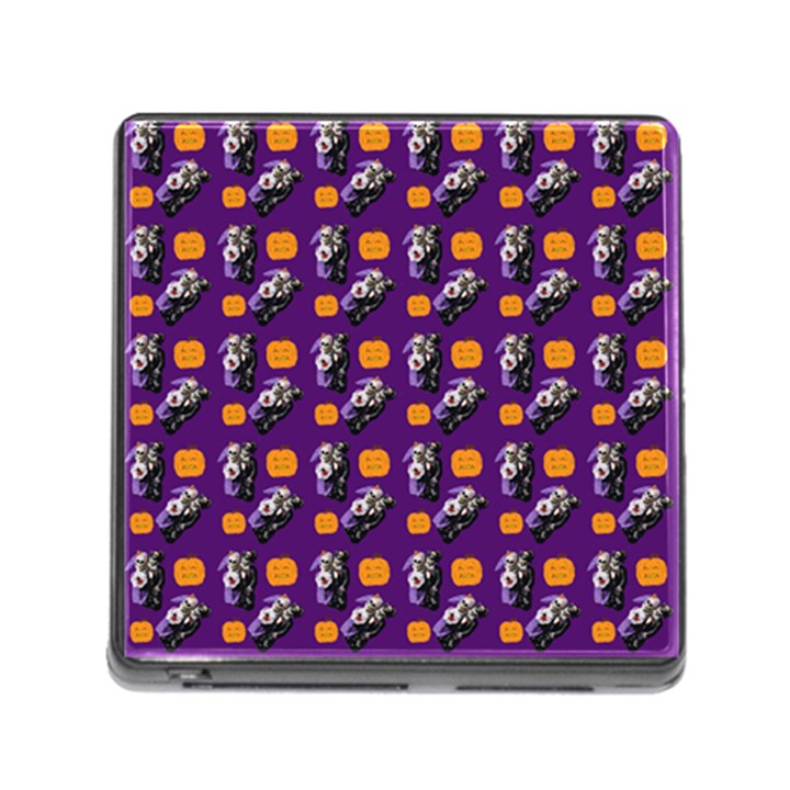 Halloween Skeleton Pumpkin Pattern Purple Memory Card Reader (Square 5 Slot)