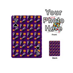 Halloween Skeleton Pumpkin Pattern Purple Playing Cards 54 (mini) by snowwhitegirl