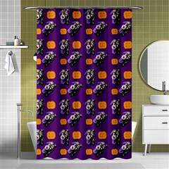 Halloween Skeleton Pumpkin Pattern Purple Shower Curtain 48  X 72  (small)  by snowwhitegirl