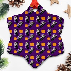 Halloween Skeleton Pumpkin Pattern Purple Ornament (snowflake) by snowwhitegirl