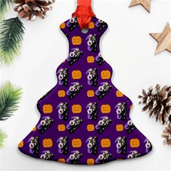 Halloween Skeleton Pumpkin Pattern Purple Ornament (christmas Tree)  by snowwhitegirl