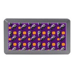 Halloween Skeleton Pumpkin Pattern Purple Memory Card Reader (mini) by snowwhitegirl