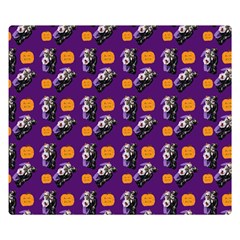 Halloween Skeleton Pumpkin Pattern Purple Double Sided Flano Blanket (small)  by snowwhitegirl