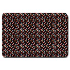 Vintage Floral Black Large Doormat  by snowwhitegirl