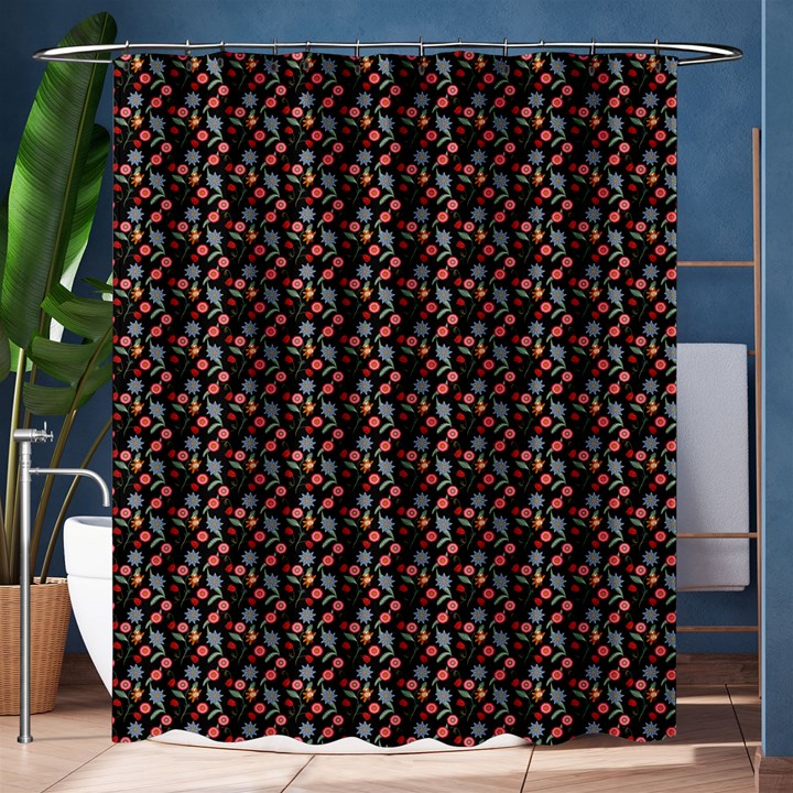 Vintage Floral Black Shower Curtain 60  x 72  (Medium) 