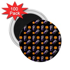 Halloween Skeleton Pumpkin Pattern Black 2 25  Magnets (100 Pack)  by snowwhitegirl