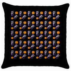 Halloween Skeleton Pumpkin Pattern Black Throw Pillow Case (black) by snowwhitegirl