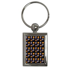 Halloween Skeleton Pumpkin Pattern Black Key Chains (rectangle)  by snowwhitegirl